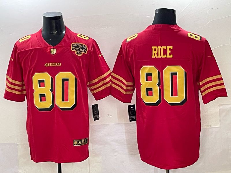 Men Nike San Francisco 49ers 80 Rice Red Limited NFL 2025 Jersey 0025